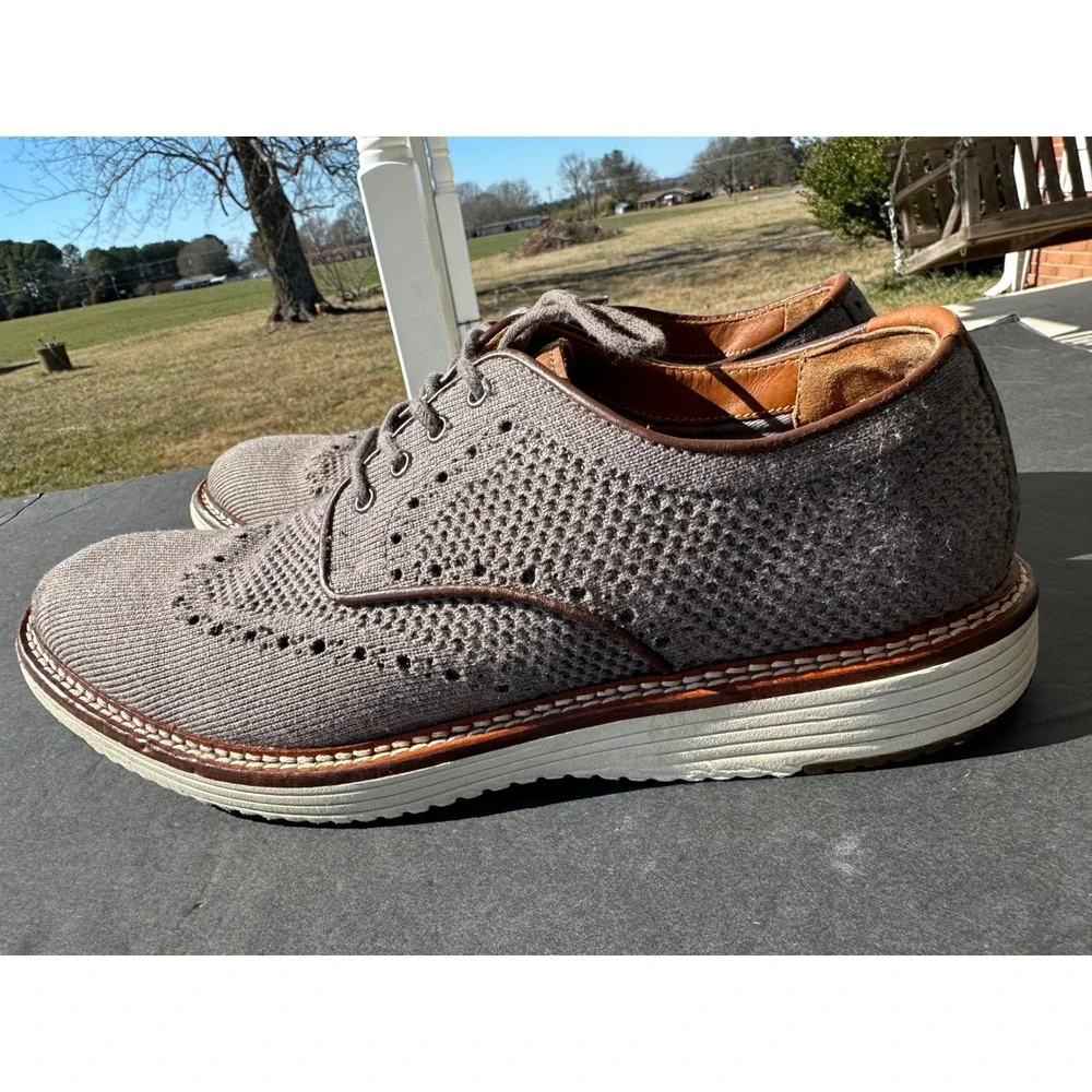 Johnston & Murphy McGuffey Knit Wingtip Oxford Grey Mens 9.5M 20-5368‎